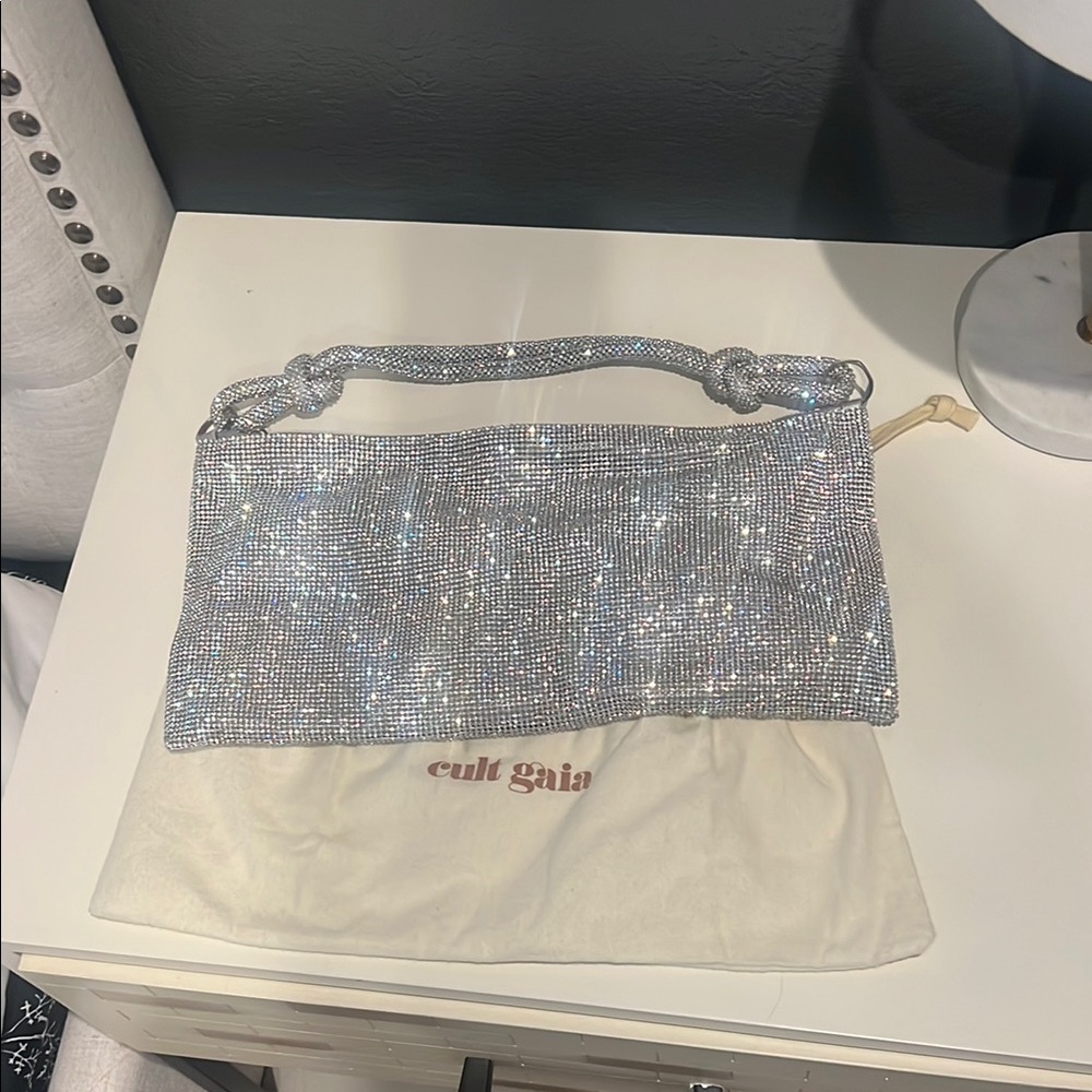 Cult Gaia Sparkling Silver Clutch